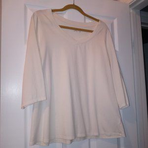 Coldwater Creek 3/4 Length Sleeve Ivory V-Neck